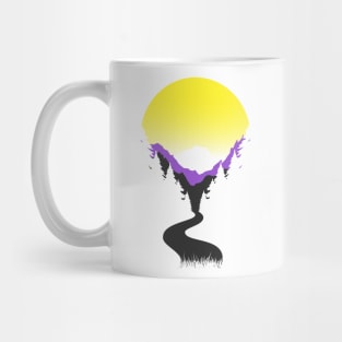 Nonbinary Enby Pride Art Sunset Mug